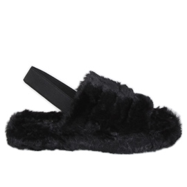 Černé dámské pantofle s gumičkou X8130 Black černý