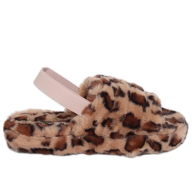 Hnědé dámské pantofle X8130 Leopard s gumičkou hnědý Hnědé dámské pantofle X8130 Leopard s gumičkou hnědý