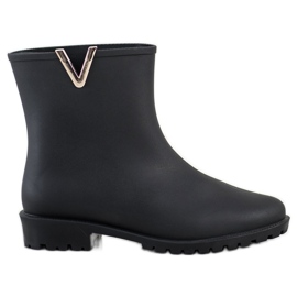 SHELOVET Stylové černé gumové holínky černý