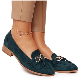 Elegantní dámské mokasíny Vinceza 10585 Suede Green zelený zlatý