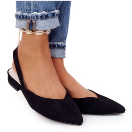 S.Barski Semišové balerínky na vysokých podpatcích S. Bararski Black černá S.Barski Semišové balerínky na vysokých podpatcích S. Bararski Black černá