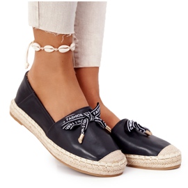 S.Barski Black S. Barski Espadrilles On Straw Sole černý