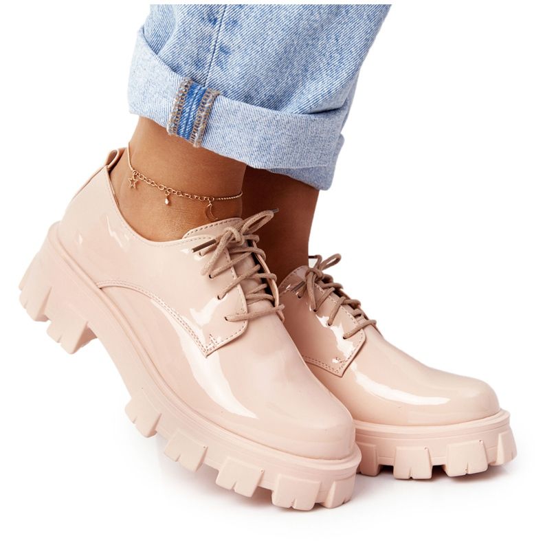 PS1 Dámské oxfordky na platformě Nude Imogen béžový růžový