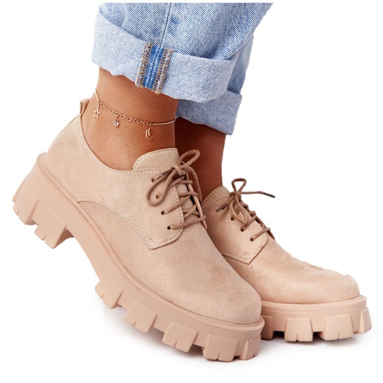 PS1 Dámské semišové boty na platformě Nude Imogen béžový růžový