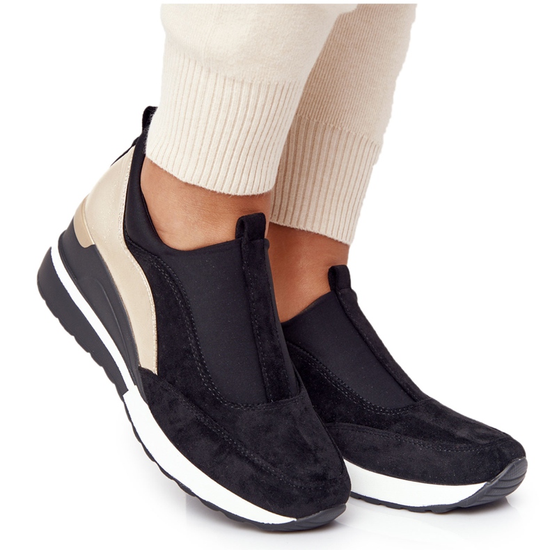 Vinceza 10593 černo-zlaté klínové tenisky černá zelená