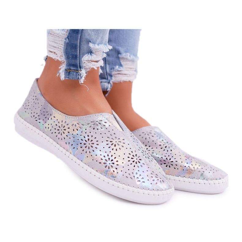 Jezzi Dámská šedá kožená tenisky Comfort Insert