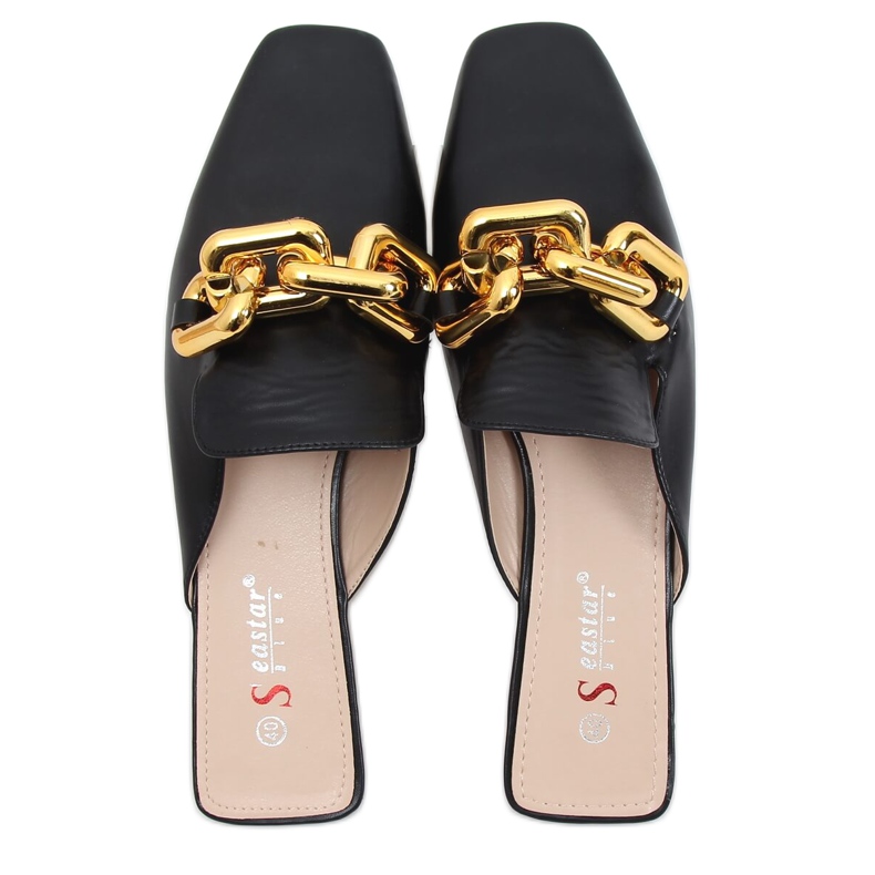 Černé pantofle T500P Černé s řetízkem černá