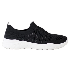 Ideal Shoes Nazouvací boty se síťovinou černý
