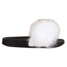 Bona Módní žabky s kožešinou bílý