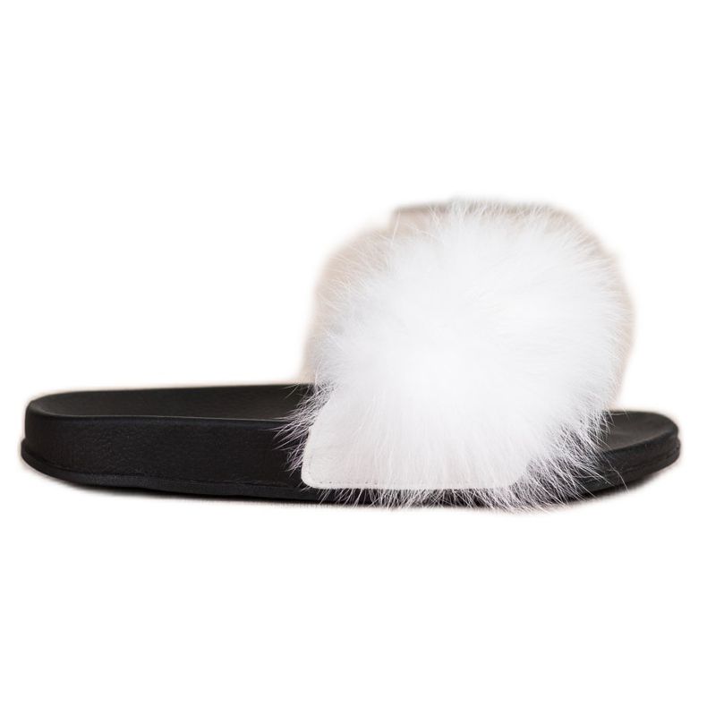 Bona Módní žabky s kožešinou bílý