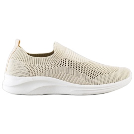 Ideal Shoes Béžové sportovní slipy hnědý Ideal Shoes Béžové sportovní slipy hnědý