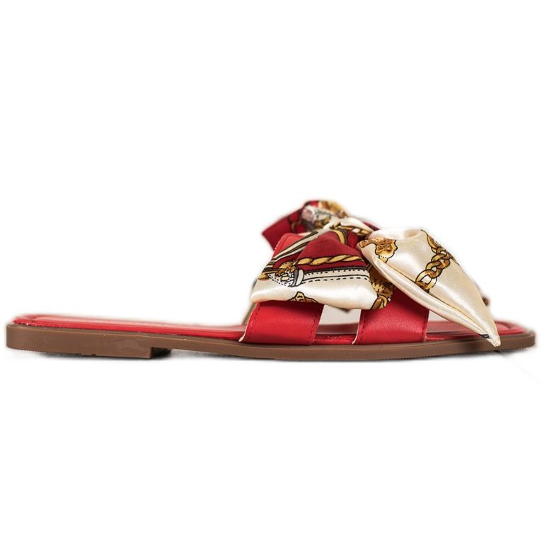 Seastar Elegantní pantofle s ozdobnou mašlí červené