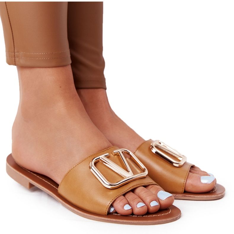 PS1 Dámské klasické pantofle Camel Vicky hnědý zlatý