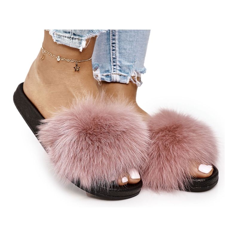 PS1 Dámské pantofle s kožešinou růžové Belmondo růžový