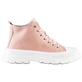 SHELOVET Vysoké Tenisky Na Platformě růžový