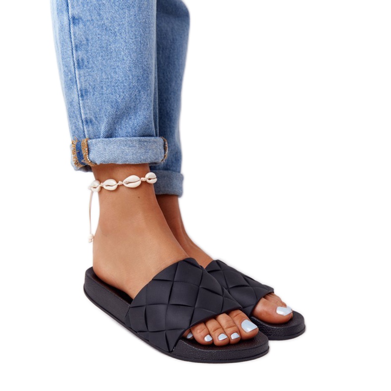 PS1 Dámské černé gumové pantofle Pojďme plavat černá