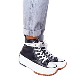 PS1 Kožené tenisky na černé platformě Coachella bílý černý