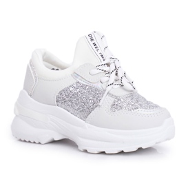 FRROCK Dětské sportovní boty s Brocade Silver Matylda bílý stříbro šedá