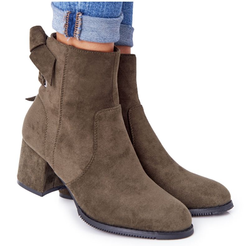 PJ1 Dámské zelené teplé boty na podpatku Kayla zelená PJ1 Dámské zelené teplé boty na podpatku Kayla zelená