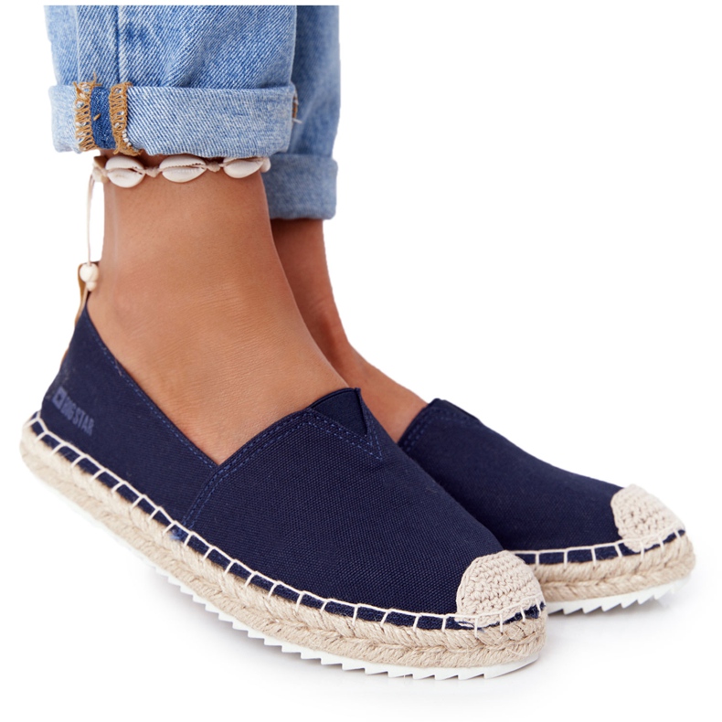 Espadrilky na pletené podrážce Big Star HH274500 Navy Blue modrý