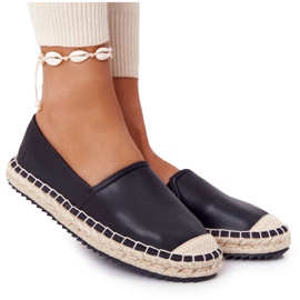 Kožené espadrilky na pletené podrážce Big Star HH274505 černé černý