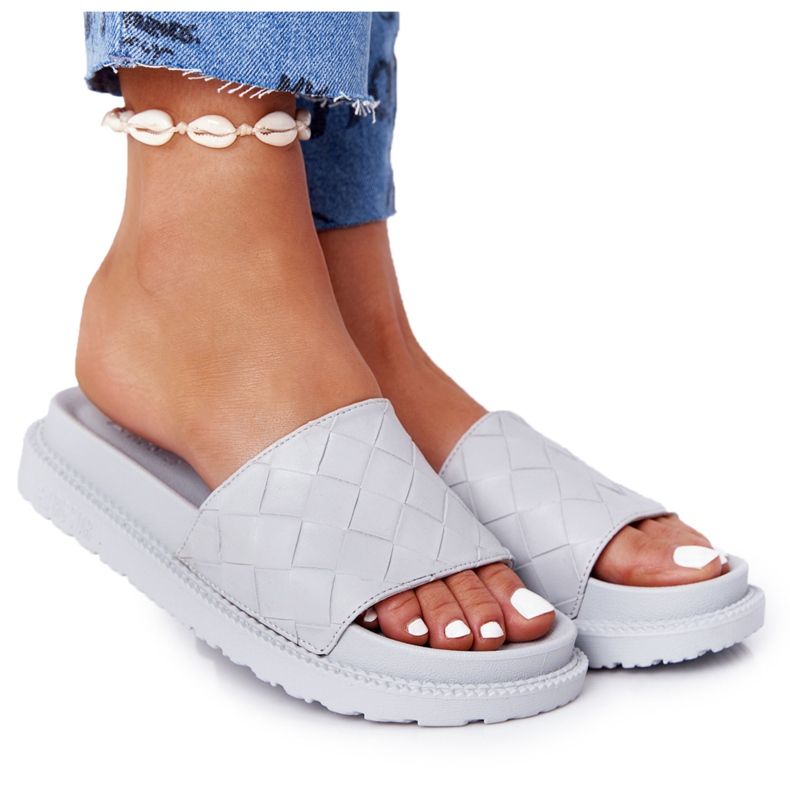 Dámské pantofle na šedé platformě The Big Star HH274688 šedá