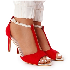 S.Barski Sandály Na Szpilce S. Bararski 280-58 Červeno-Zlato červené zlatý