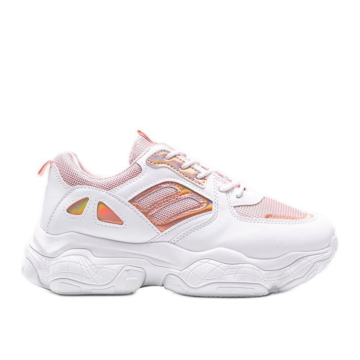 Růžovo -bílé tenisky na silné podrážce Annette bílý vícebarevný