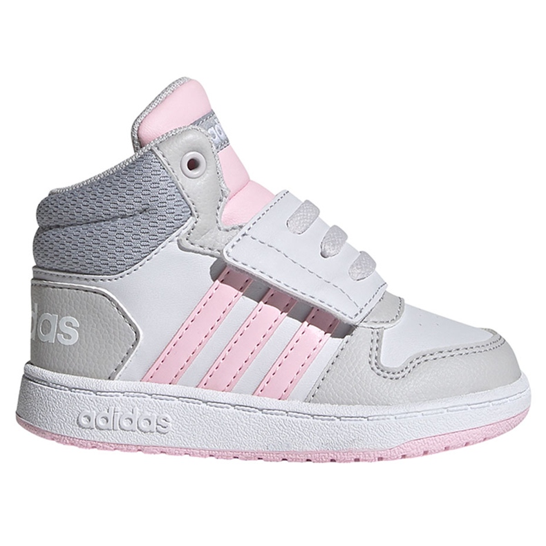 Dětské boty Adidas Hoops Mid 2.0 I bílé a růžové FY9290 růžový šedá
