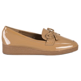 SHELOVET Lakované mokasíny na platformě hnědý SHELOVET Lakované mokasíny na platformě hnědý