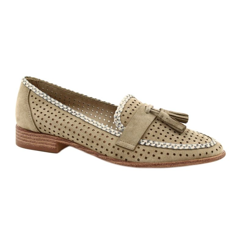 Sergio Leone prolamované semišové mokasíny MK735 béžové béžový