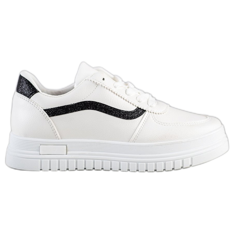 SHELOVET Bílé tenisky s třpytivou vložkou bílý