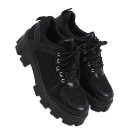 Černé mokasíny na vysokých podrážkách NC1129 Black černý