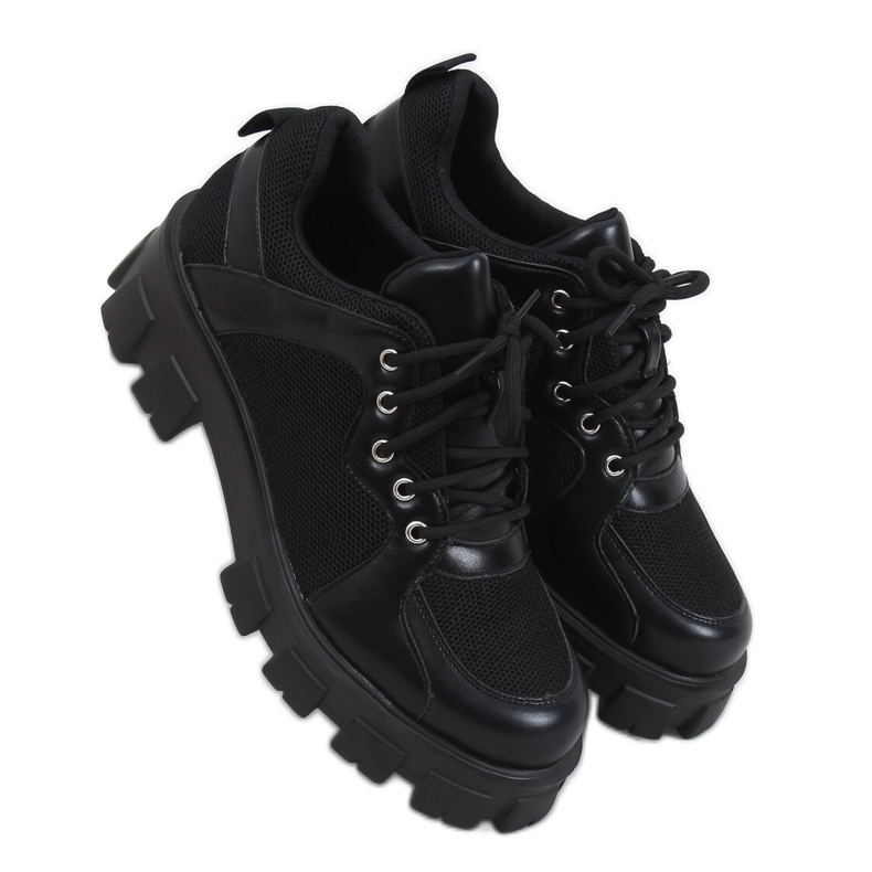 Černé mokasíny na vysokých podrážkách NC1129 Black černá