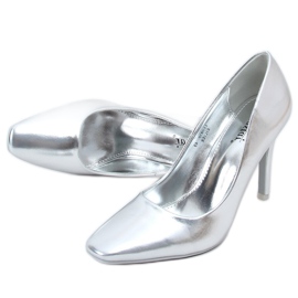 Stříbrné dámské vysoké podpatky LE081P Silver stříbro