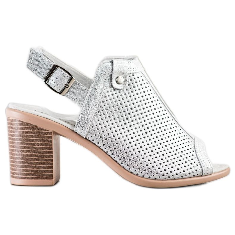 Svítící sandály z kůže VINCEZA stříbrný