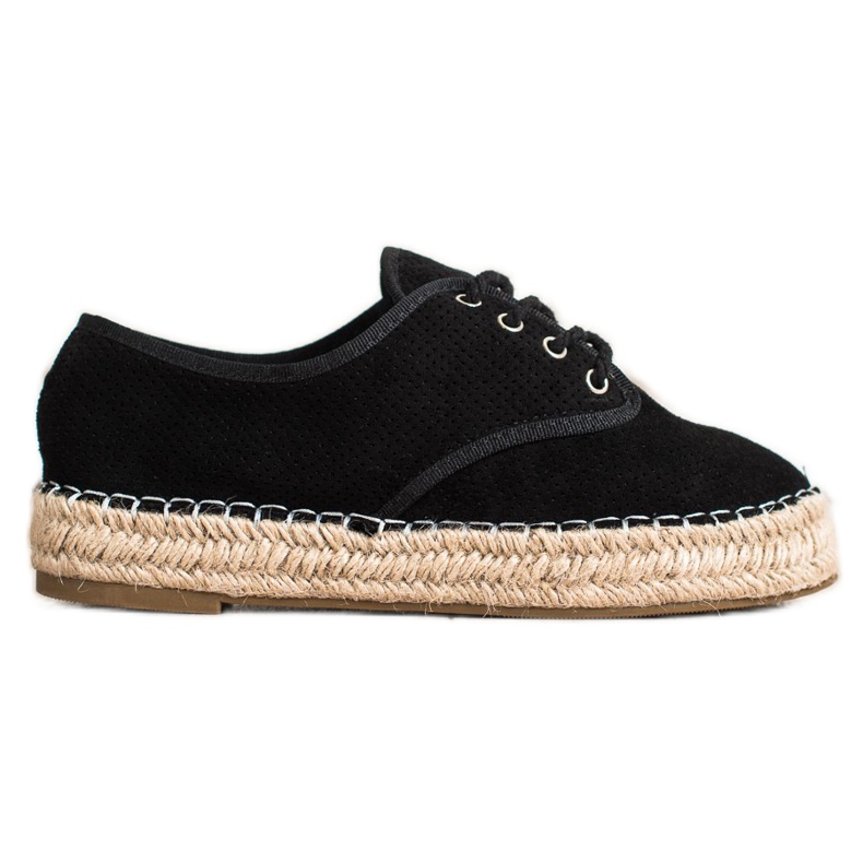 SHELOVET Semišové espadrilky černá
