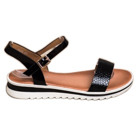 Weide Neformální lakované sandály černý