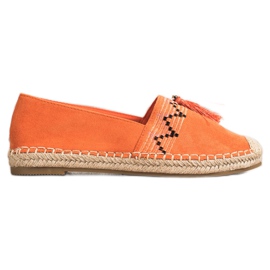 Best Shoes Módní espadrilky s ornamenty oranžový Best Shoes Módní espadrilky s ornamenty oranžový