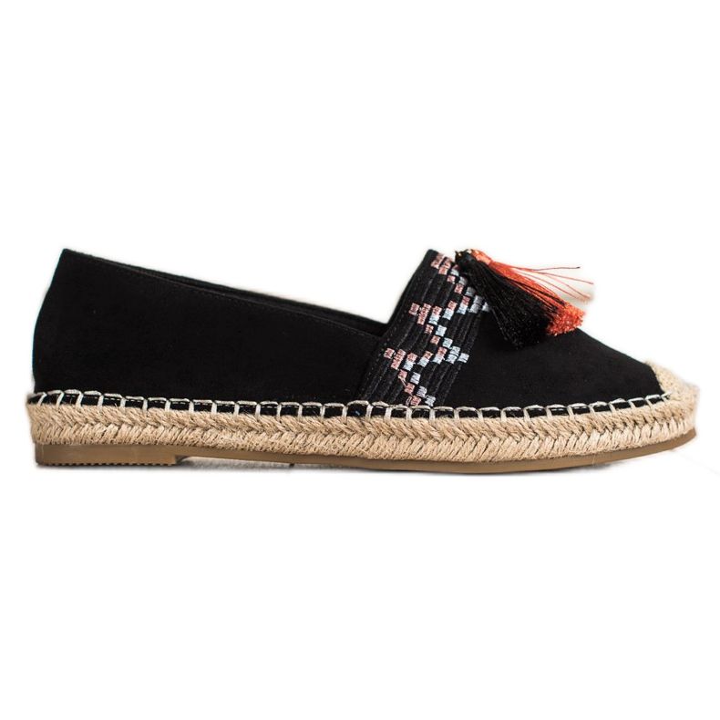 Best Shoes Módní espadrilky s ornamenty černá Best Shoes Módní espadrilky s ornamenty černá