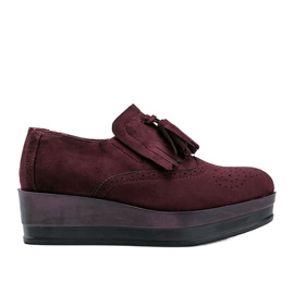 Kaštanové semišové brogues na klínu Makenzie červený