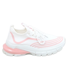Bílé sportovní ponožky BX1820-SP WHITE / PINK bílý růžový Bílé sportovní ponožky BX1820-SP WHITE / PINK bílý růžový