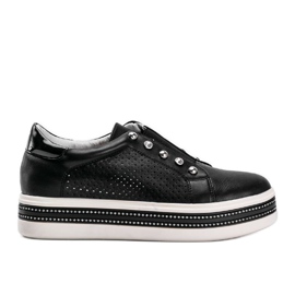 Černé tenisky od Slip On zdobené kubickým zirkonem Beatriz černý