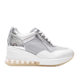 Bílé a stříbrné tenisky na klínku Jimena bílý