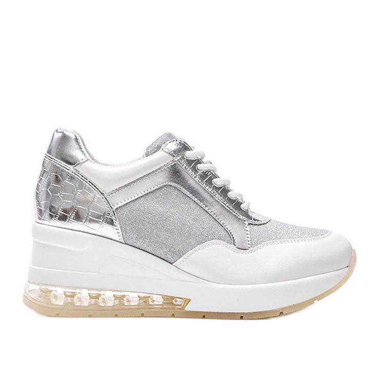 Bílé a stříbrné tenisky na klínku Jimena bílý