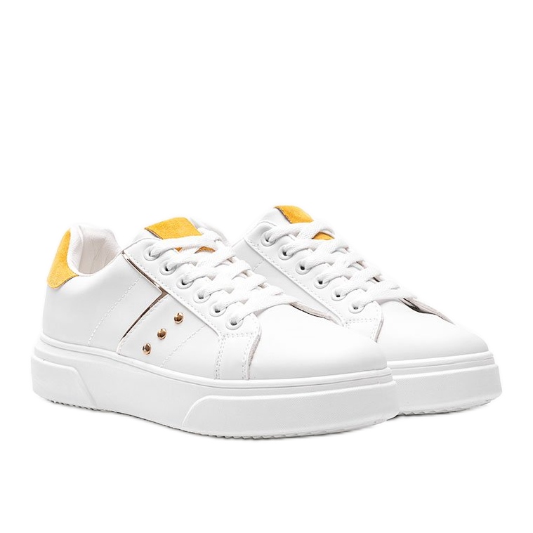 Bílé tenisky se žlutou eko-semišovou vložkou Ellen bílý