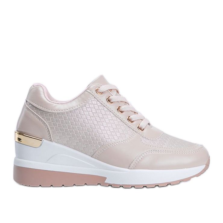 Růžové lesklé tenisky na klínku Mara růžový