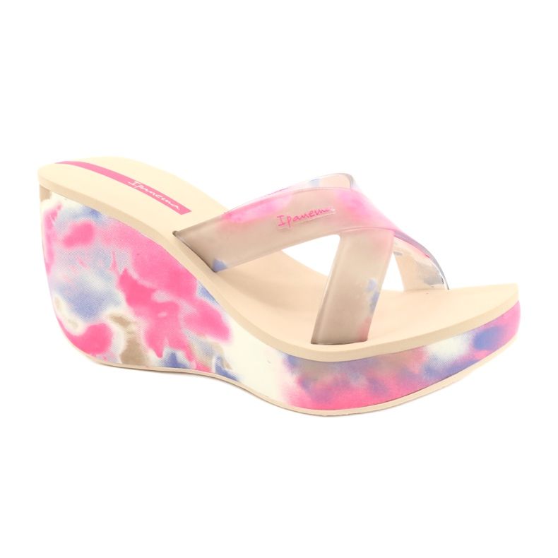 Dámské klínové pantofle Ipanema 83071 Lipsick Straps VII béžový modrý růžový Dámské klínové pantofle Ipanema 83071 Lipsick Straps VII béžový modrý růžový