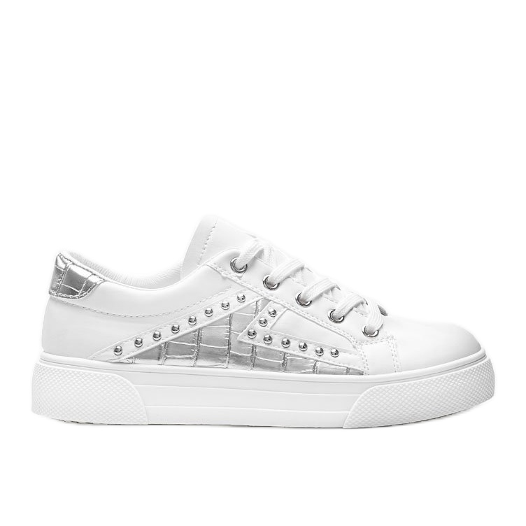 Bílé tenisky se stříbrnými doplňky Gloria bílý Bílé tenisky se stříbrnými doplňky Gloria bílý