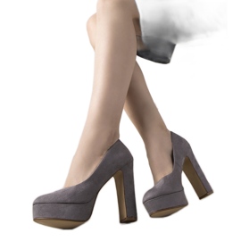 Šedé vysoké podpatky na platformě Aisha šedá